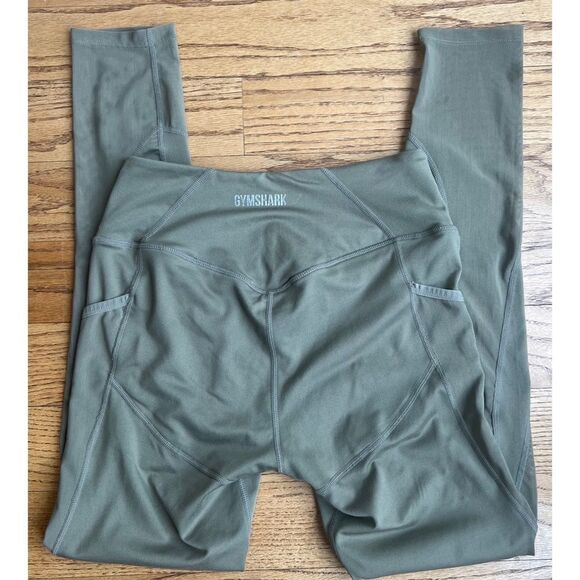 Gymshark Training Tights Mesh Side Pockets Leggings Army Green Size Medium - Picture 7 of 13